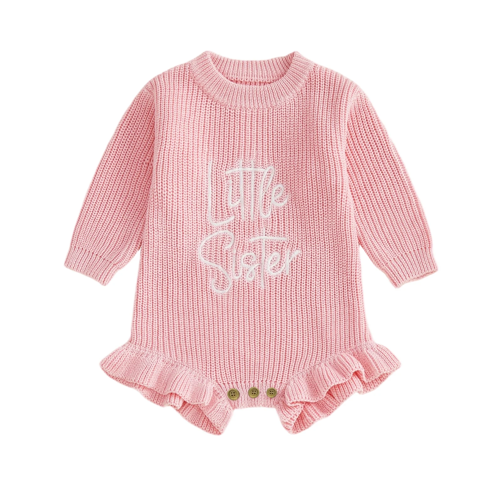 여자  스웨터 롬퍼 긴 소매 라운드 넥 레터 자수 바디수트 가을 의상