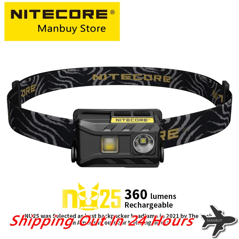 Original Nitecore Nu25 Usb Rechargeable Headlamp Builtin Battery,three
