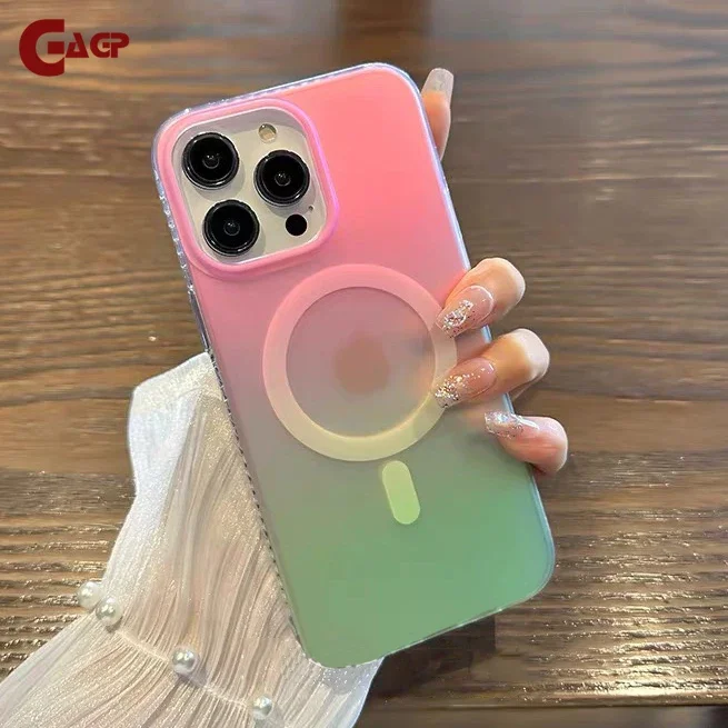 Luxury Laser Gradient Magnetic Charging Shockproof Case with Soft Edged Cover