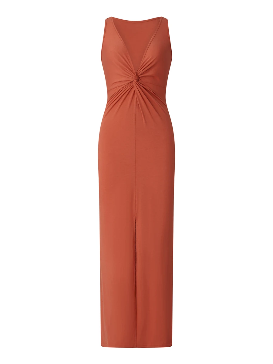 

Elegant V-Neck Twist Front Bodycon Dress with High Split for Women s Cocktail Party Clubwear and Night Out - Chic and Sexy