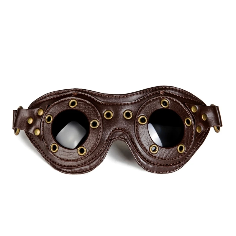 

G99F Funny Steam Punks Glasses LeathersSteampunk Accessories Man Halloween Cosplay Goggles Adult Party Gentleman Prop Glasses
