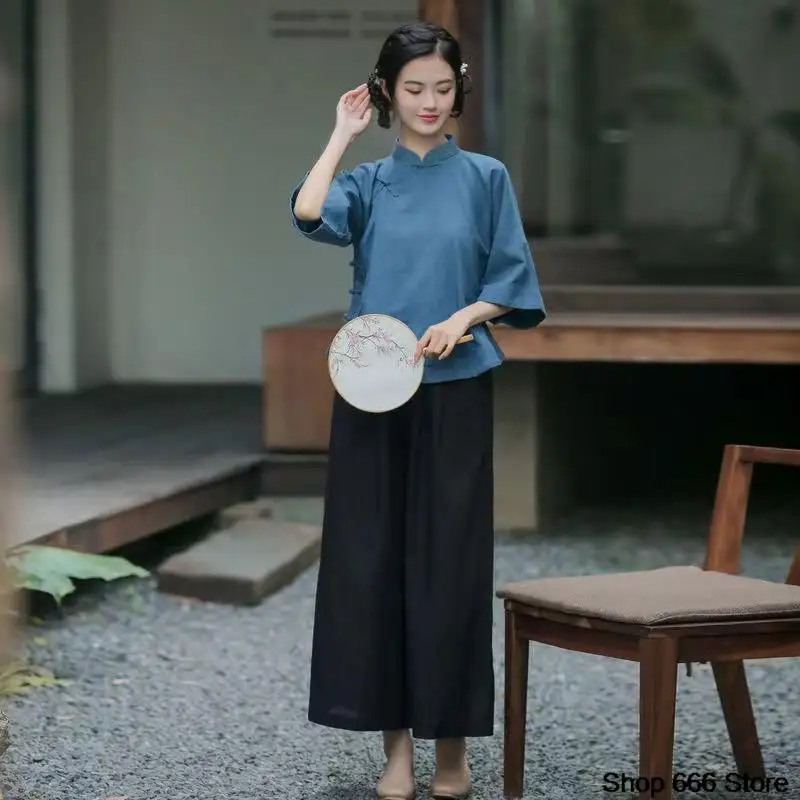 신제품 자수 가디건 중국 스타일 당나라 정장, Hanfu 여성 여름 블라우스, 레트로 여성 전통 의류, 여성용 얇은 상의
