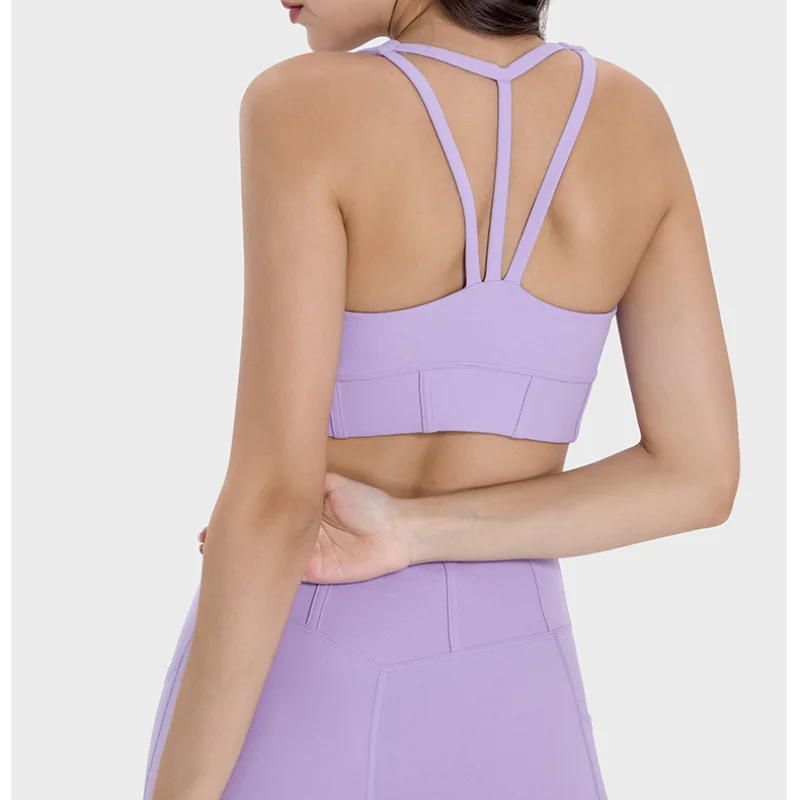 Solid Color Women Sports Bras Gathered Without Steel Ring Running Vest Fitness Front Zipper Sexy Shockproof Underwear