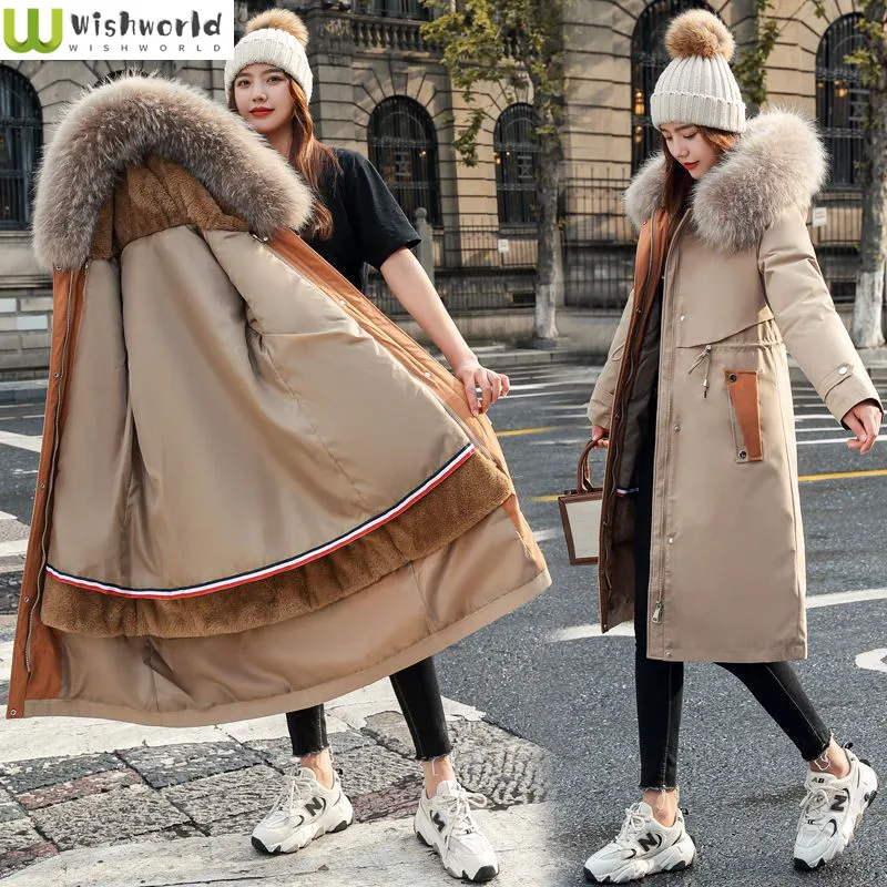 

Detachable Pie Overcame Medium Long Women's Blouse 2022 New Korean Velvet Thickened Cotton Coat Winter Windbreaker Coat