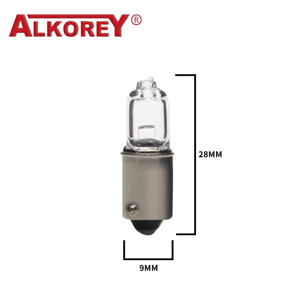 Alkorey 10 sztuk H10W 12V 10W BA9S halogenowy wskaźnik hamulca lampka sygnalizacyjna żarówka samochodowa szkło kwarcowe halogenowe światło obrysowe