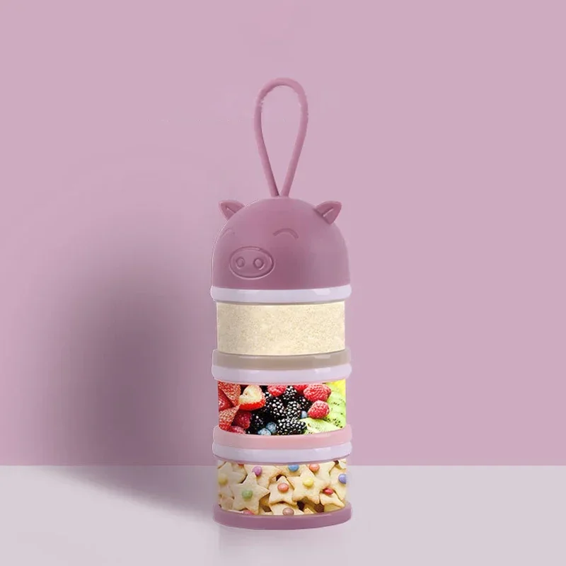 4 Layer Cartoon Portable Newborn Baby Food Container Box Essential Cereal Milk Powder Box Infant Kids Formula Milk Container baby food storage containers portable food storage box