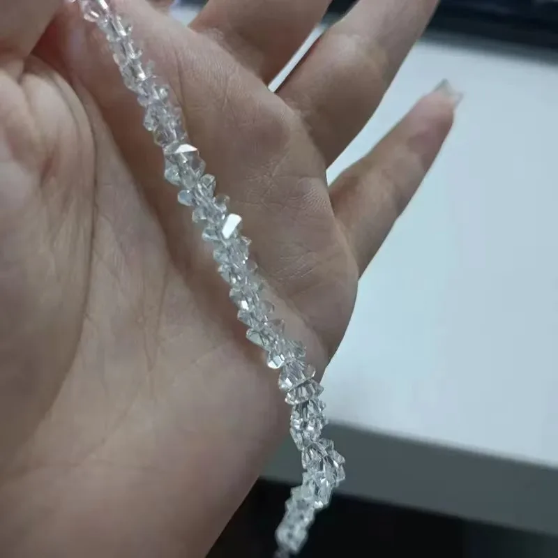 Mulit-cut Glass Crystal Irregular Beaded Choker Necklace for Women Transparent Vintage Korean Collarbone Collar Neck Jewelry - Image 3