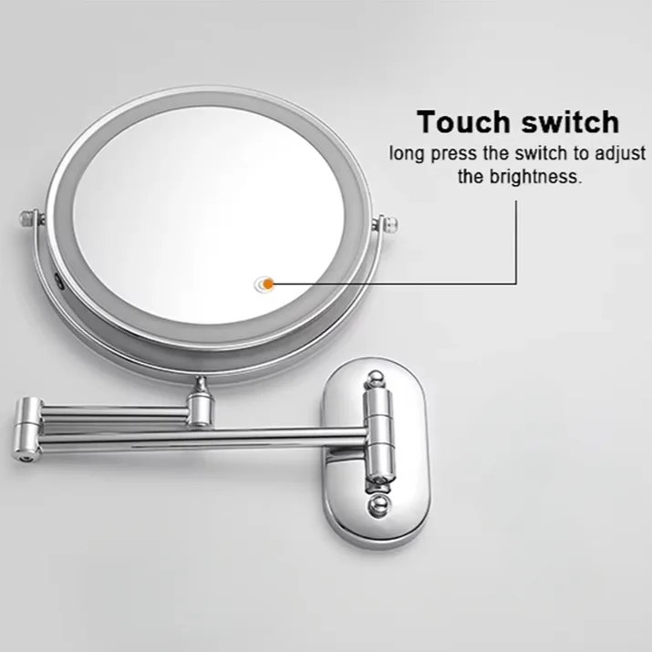 Bathroom White Smart Makeup Mirror 8-inch Folding LED Makeup Mirror 3X Magnification Double-sided Battery Mirror 6
