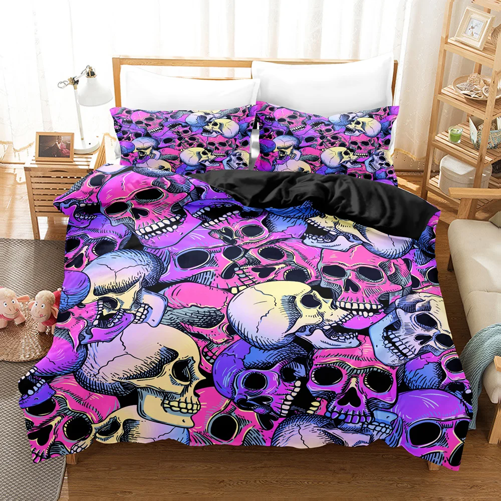 

3DBlack Lining Skeleton Bedding Sets Duvet Cover Set With Pillowcase Twin Full Queen King Bedclothes Duvet Cover