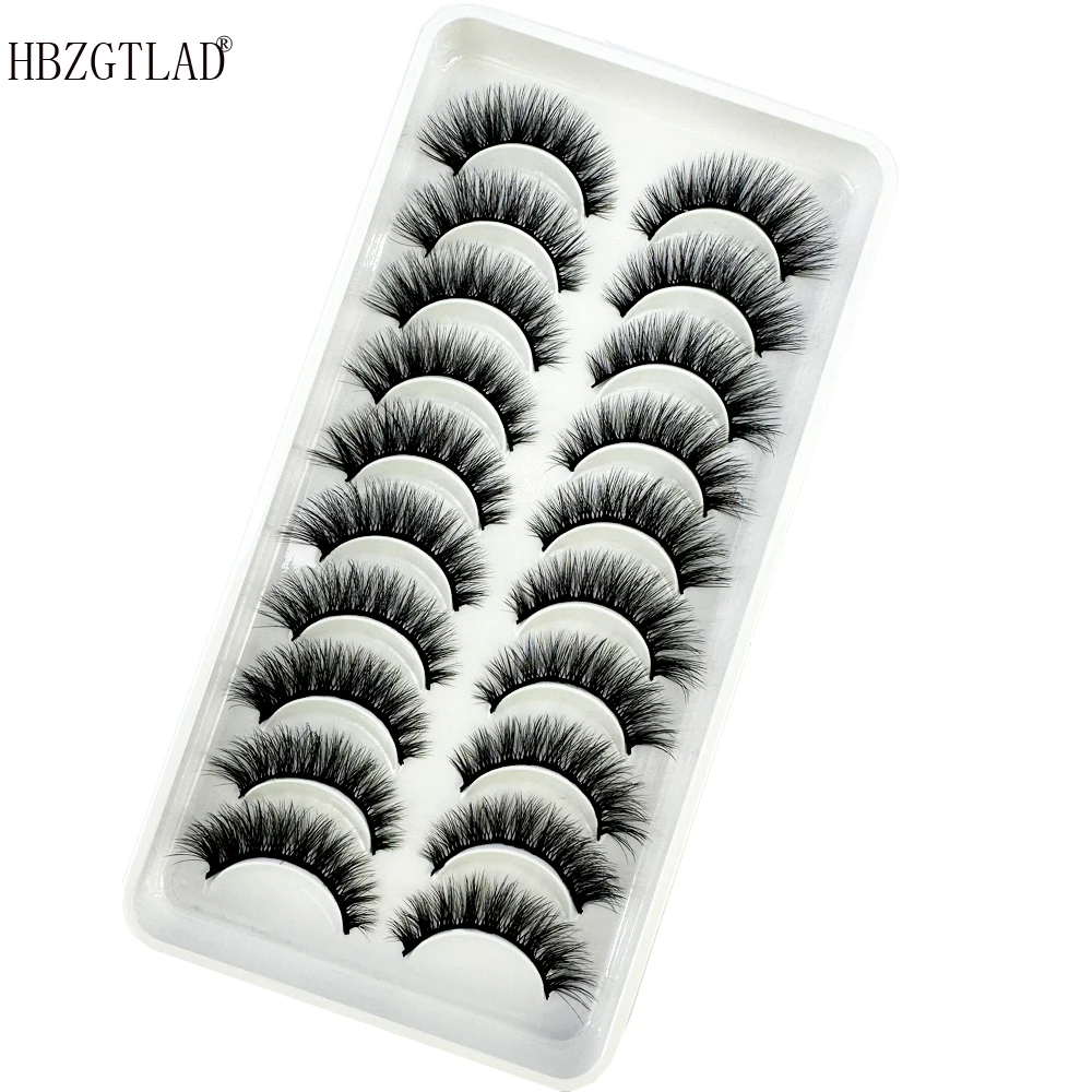 NOVO 10 Pares Natural 3d Mink Lashes Cílios Postiços Macios Cruz Sujo Denso Eye Lashes Extensão Maquiagem Faux Cils Maquillaje H13