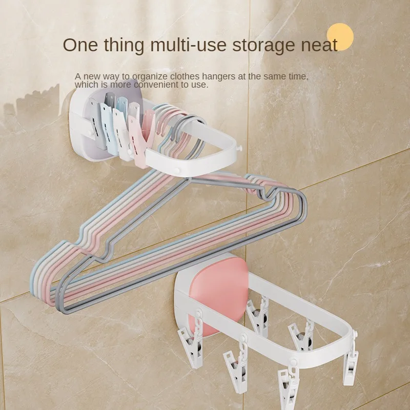 Folding Hanger Punch-Free Household Hanger Clothes Drying Wall Hanging Bathroom Indoor Balcony Sock 3
