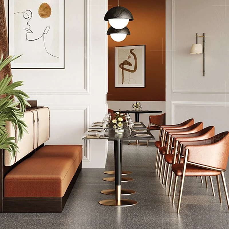 Modern Fashion Party Durable Leather Chairs and Sofas for Fast Food Restaurants Coffee Shops