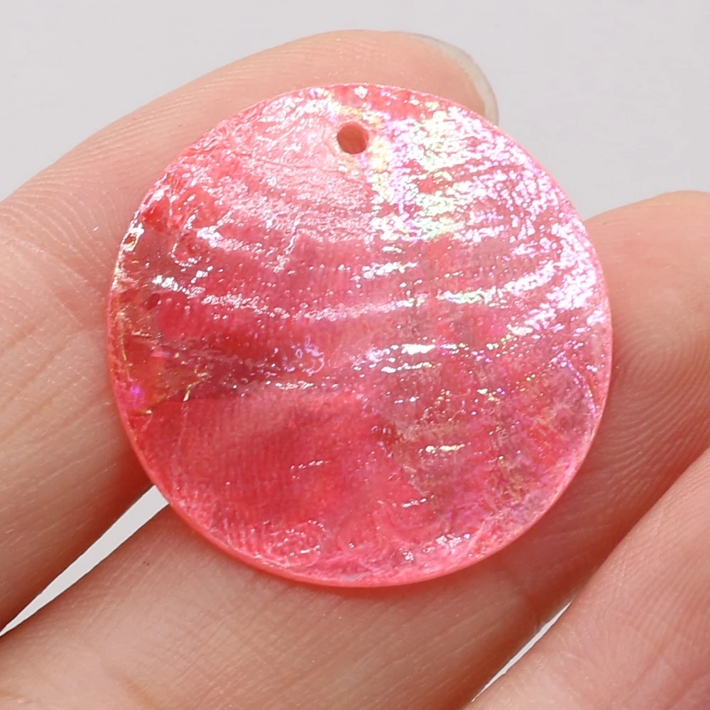 10 Stück natürliche Süßwasser-runde Muschelstücke, Perlen für Schmuckherstellung, Ohrringe, Zubehör, handgefertigte Charm-Perlen, Größe 25 mm – Detail 6
