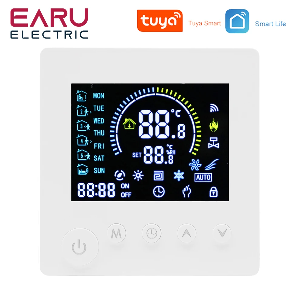 

TUYA WiFi Thermostat Temperature Controller Water Electric Floor Heating TRV AC90V-240V 3A 16A Digital LCD Display Wall Mounted