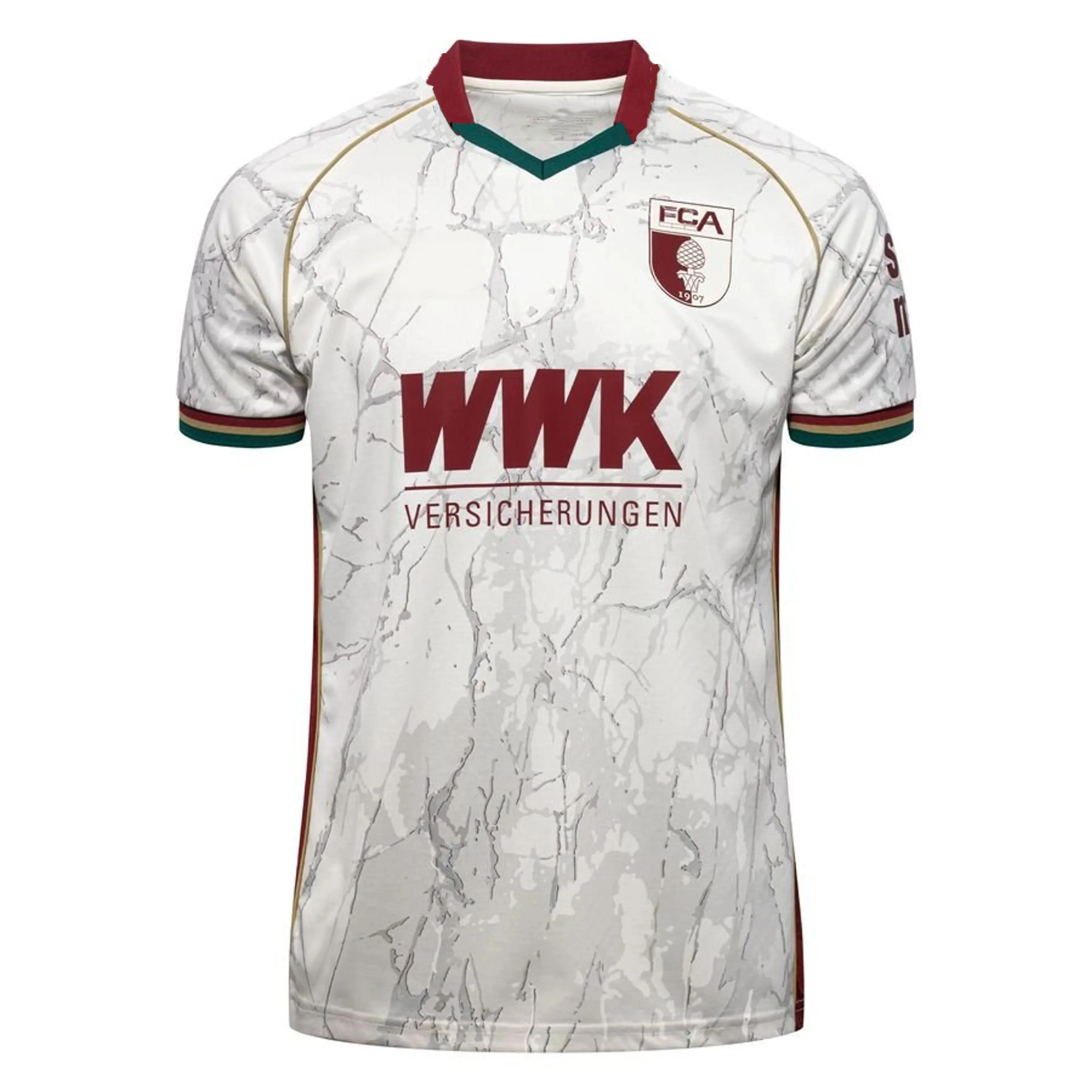 2027 Neues FC Augsburg Herren Fußballtrikot 3D-Druck Y2K Oversized Familien-Freizeit-T-Shirt Geeignet für Alltag und Training