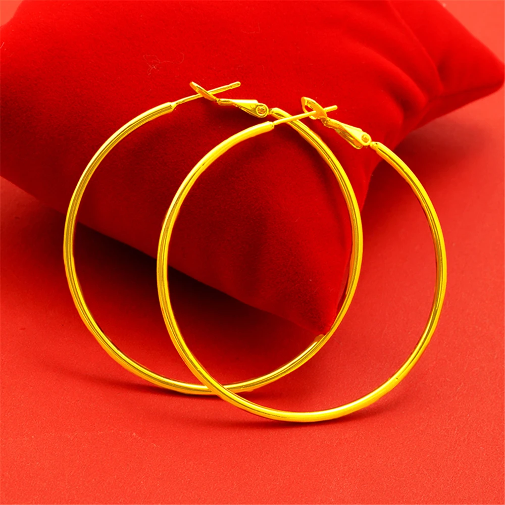 

Gold Color Hoop Earrings For Women 30/40/50/60mm Round Circle Big Earring Cuff Brincos Femme Minimalism Jewelry Accessories Gift