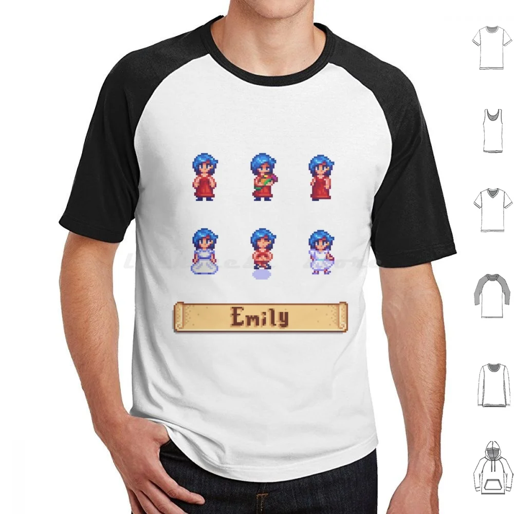 Stardew Valley Sprites-Emily T Shirt Cotton Uomo Donna Stampa Fai Da Te Stardew Valley Stardew Valley Videogioco Game Pc Switch Gaming