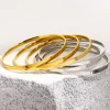 Freetry 3pcs Glossy Stainless Steel Bangles Bracelets for Women Simple Gold Plated Metal Bracelet Minimalist Statement Jewelry 5