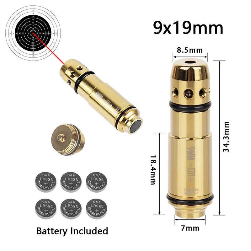 Tactical 9mm/380ACP/38SPL/40S&W/223Rem/45ACP Red Dot Laser Training Bullet Dry Fire Laser Trainer Cartridge