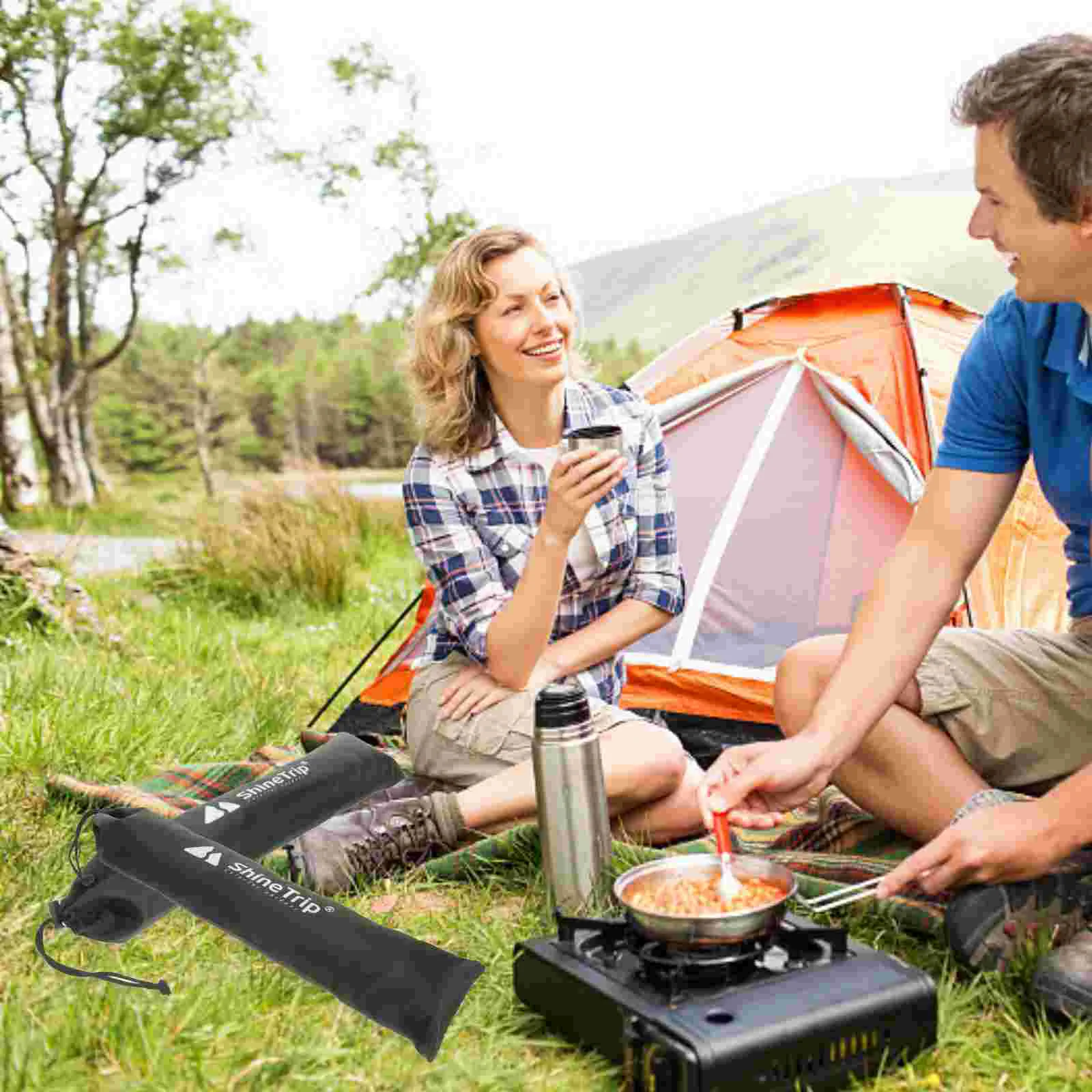 

2 PCS Awning Tent Pole Bag Storage Bags Trekking Poles 210t Plaid Cloth Camping