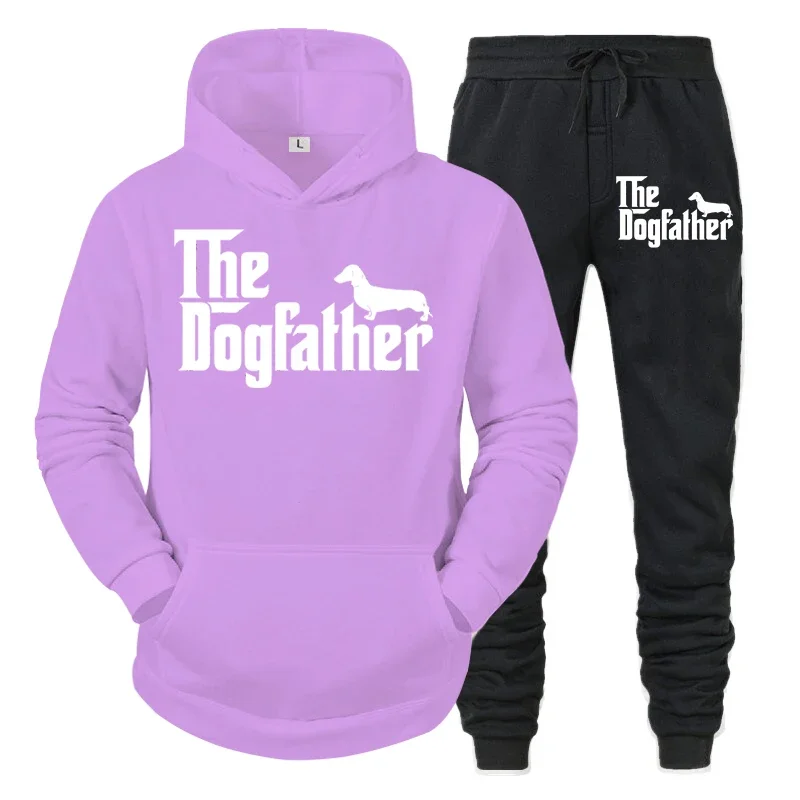 thumbnail image 1 of Nueva marca de moda para amantes de los perros, chándal para hombre "The Dogfather", divertida sudadera con capucha y pantalones con diseño de perro salchicha, conjuntos de dos piezas, ropa para hombr, 1 of 5