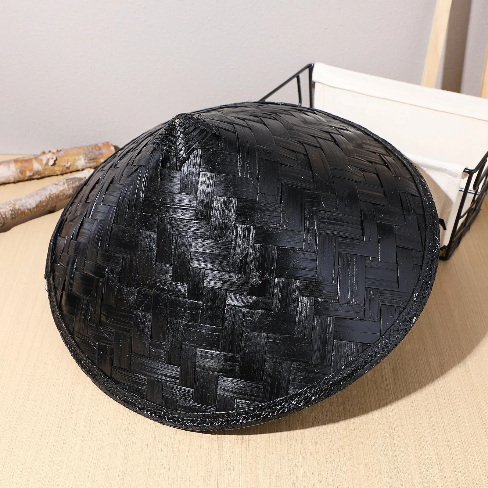 

1pc Japanese Ninja Hat Bamboo Cap Cosplay Ninja Warrior Hat Party Hat For Stage Performance Prop 36x17cm