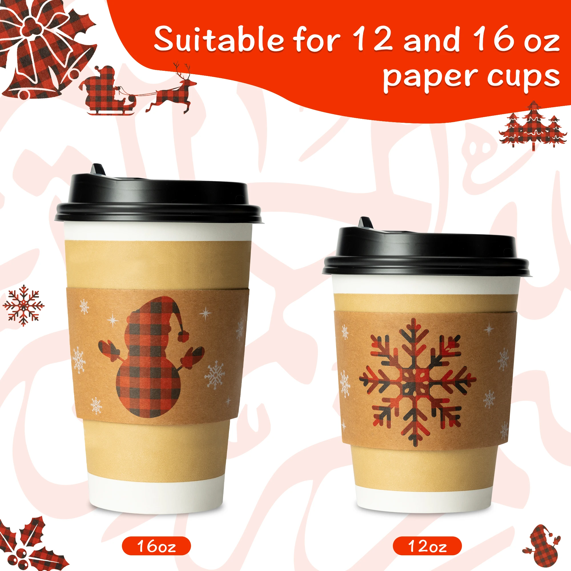 Christmas Paper Cup Set 40 PCS Party Hot Milk Tea Disposable Heat Insulation Waterproof Coffee Ironing Snow Elk Pattern