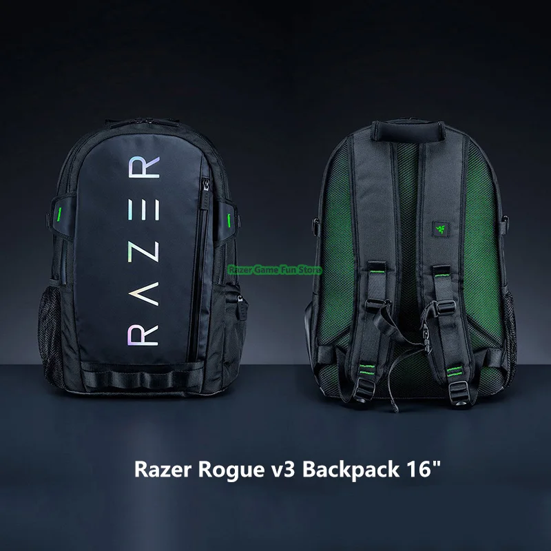 오리지널 Razer Rogue 16 17인치 백팩 V3 노트북 백팩 여행 가방 - TPU 패딩 스크래치 방지 내부 - 찢어짐 및 방수