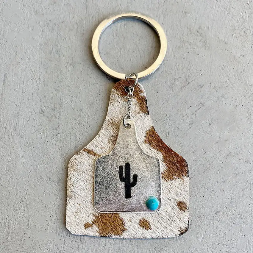 Animal Ear Tag Key Ring