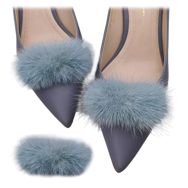 

2 Pcs Detachable Shoe Clips Rectangle Fluffy Pom Pom Shoe Decoration Wedding Party Shoe Embellishment for Shoes Bag Accessories