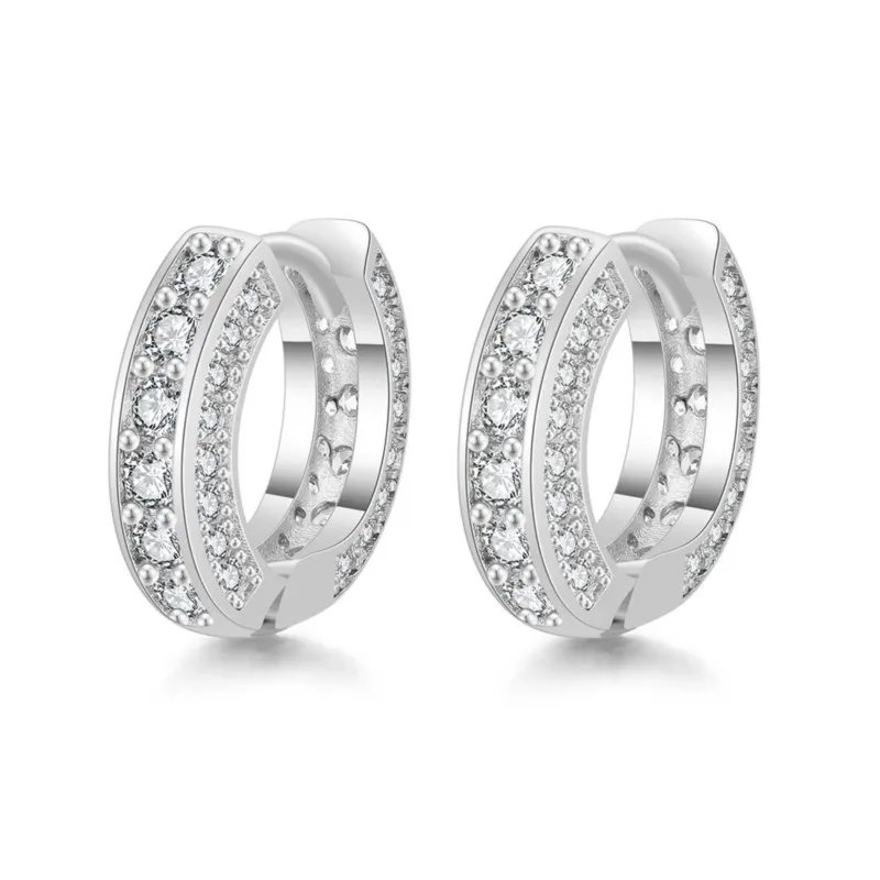 Light Luxury Micro Pave Zircon Hoop Earrings for Women Men Delicate Trendy Tiny Huggies Jewelry Gifts