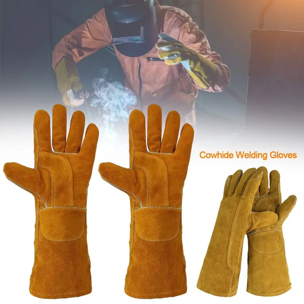 

Wear-resistant Cowhide Welding Gloves Practical Heat Insulation Labor Protection Leather Working Gloves Welder Work Gloves