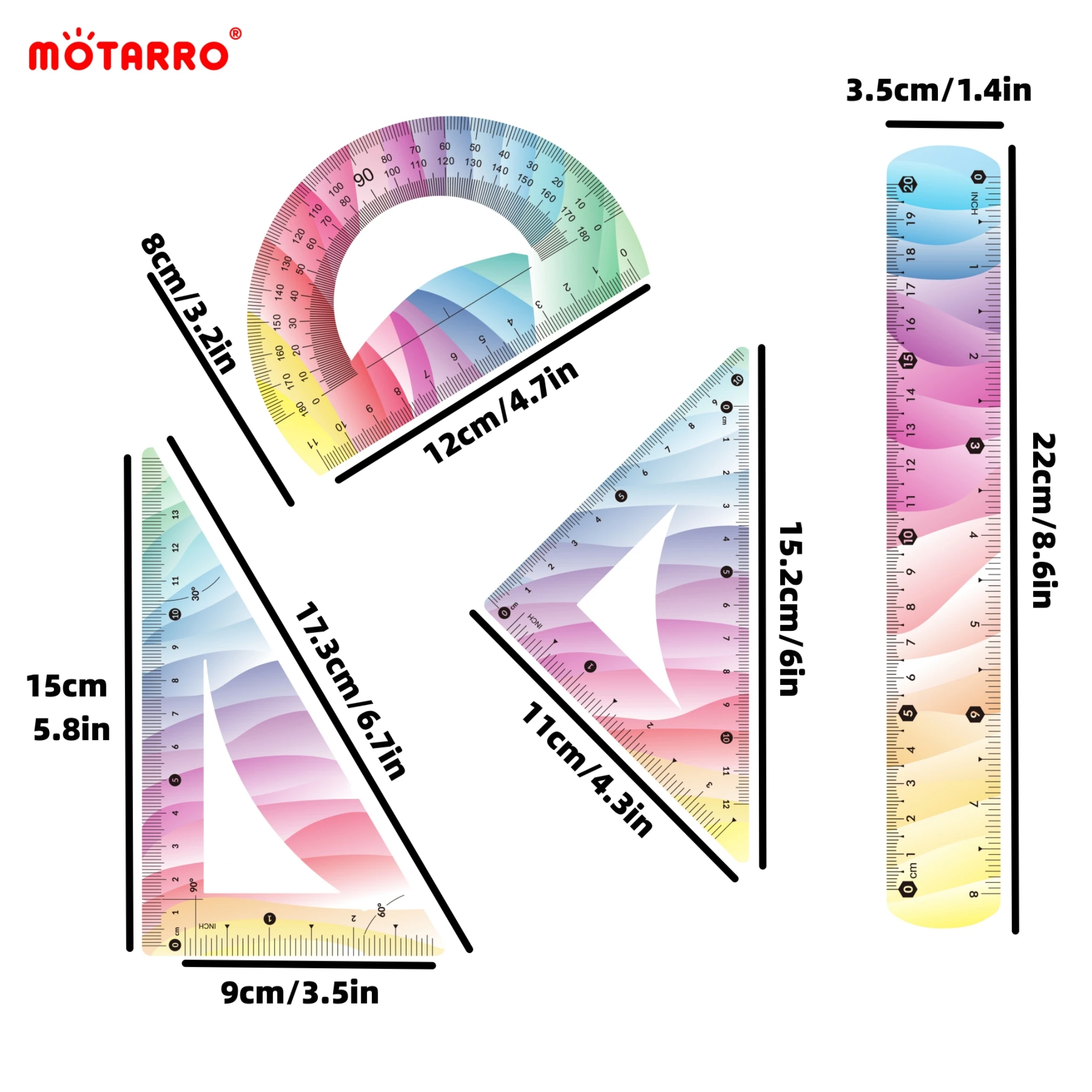 Ruler Set 4 Pcs/set for School & Office