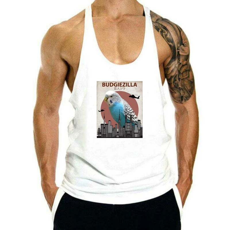 

Лидер продаж 2024, модная майка Budgiezilla из 100% хлопка | Майка Budgie для мужчин, майка Budgerigar для влюбленных парашютов, мужская майка