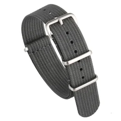 Enhanced Nylon Ribbed Stripe Watch Strap - Military Style Wristband Accessory - 22mm (Smokey Mauve)
