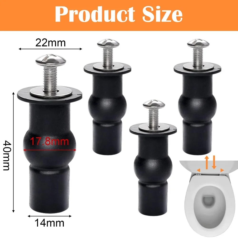 2/4/8 Pack Wc-sitz Schrauben Scharniere Erweiterung Gummi Top Muttern Befestigungen WC Blind Loch Für Gebrochene Alte wc-sitz Scharniere Werkzeuge – Detail 2