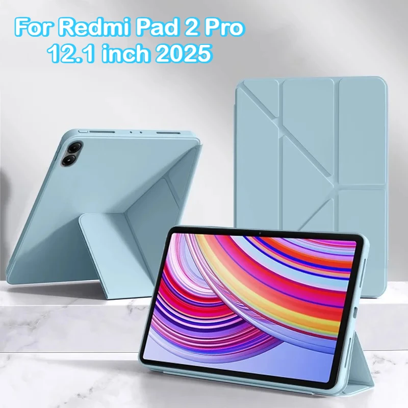 PU Leather Multi-Folding Case with Soft Silicone Back and Stand Cover
