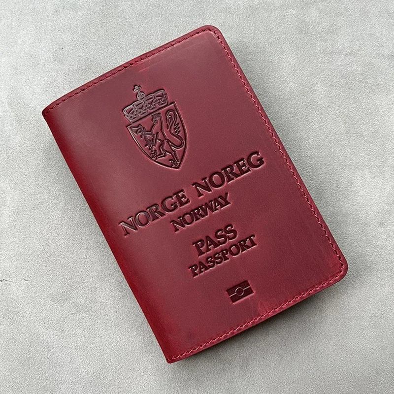 TheKingdomofNorwayPassportCoverCowhideGenuineLeatherNorwegian