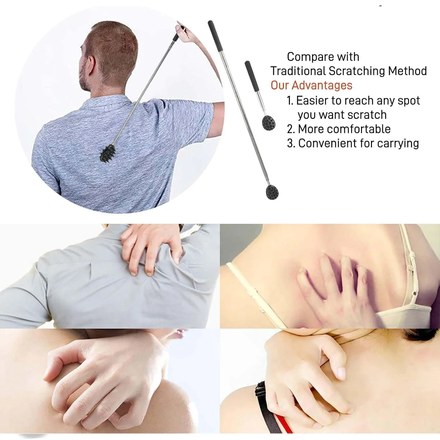 1/3Pcs Back Scratcher Telescopic Scratching Scraper Extendable Telescoping Itch Massage Relaxation Christmas Gifts Party Favors