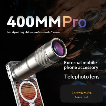 Obiettivo Teleobiettivo Fotorgear 400MM Pro per Smartphone - Senza Vignettatura, ED a Bassa Dispersione, 13 Elementi, Prisma da 35mm, Stabilizzazione IOS