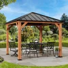 10' x 10', with Galvanized Steel and Polycarbonate Hip Roof, Cedar Framed Wooden Pavillion for Garden, Gazebos 1