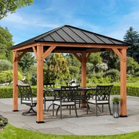 10' x 10', with Galvanized Steel and Polycarbonate Hip Roof, Cedar Framed Wooden Pavillion for Garden, Gazebos 1