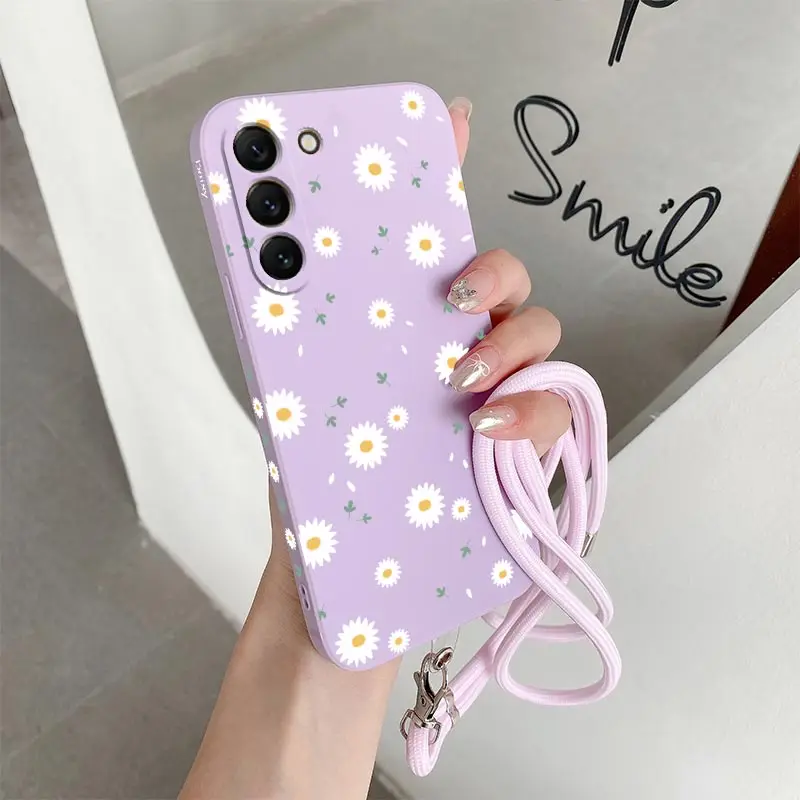 Sunflower Lanyard Silicone Phone Case – Vibrant Floral Design with Hands-Free Convenience