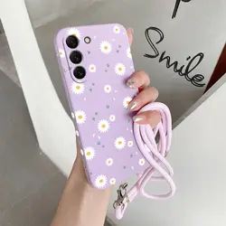 Sunflower Lanyard Silicone Phone Case - Vibrant Floral Design with Hands - Free Convenience - Galaxy S10 (Purple)