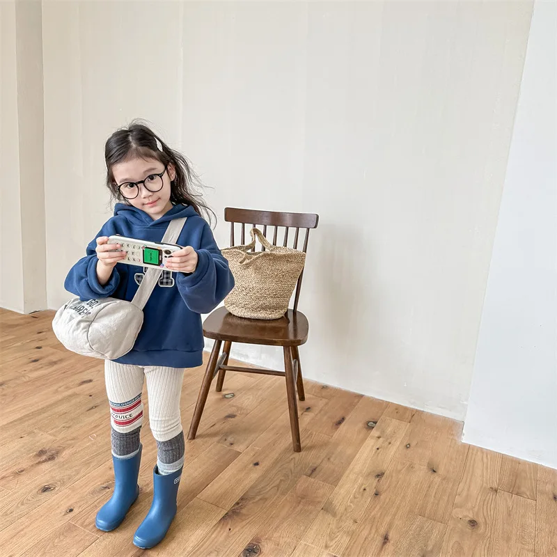 Description Picture 6 of item2025 Winter New Baby Plus Velvet Thick Leggings Infant Girl Striped Warm Pants Cotton Splice Toddler Kids Fleece Casual Trousers