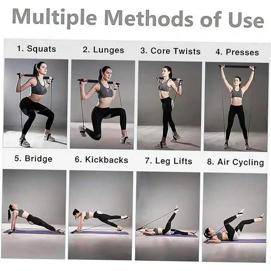 Pilates Bar Kit With Resistance Bands For Full Body Home Workout_voghion.com
