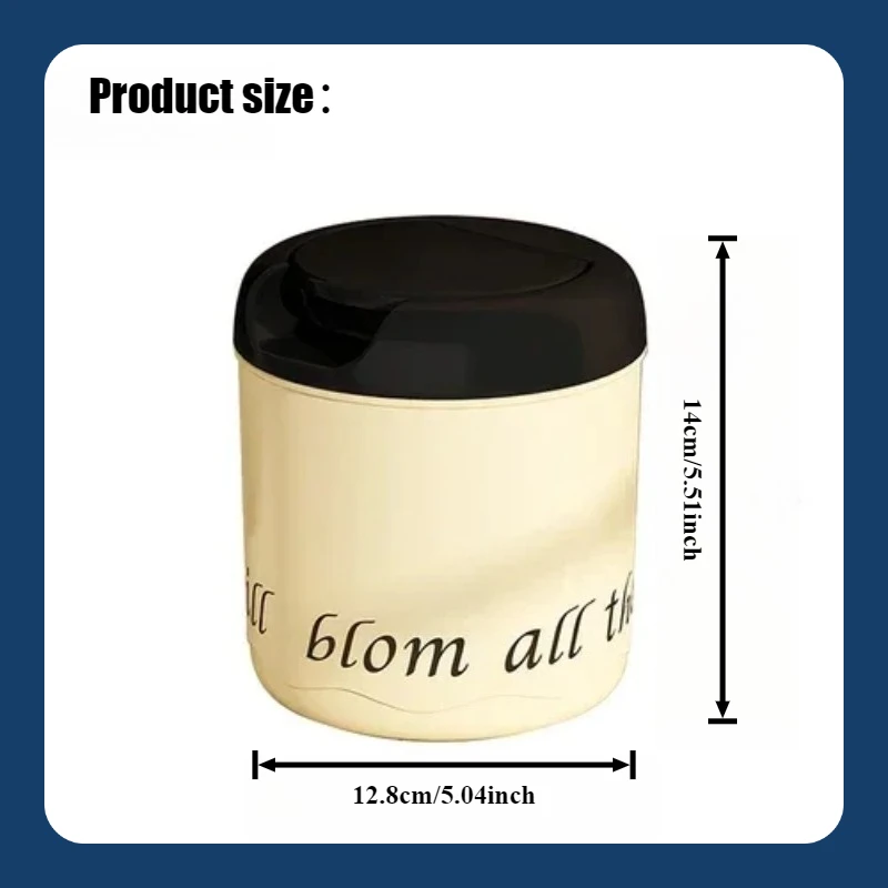 라이트 럭셔리 크림 스타일 뚜껑이 있는 데스크탑 쓰레기통, 기숙사 책상, 사무실 다기능 플립 커버 휴대용 미니 정리함