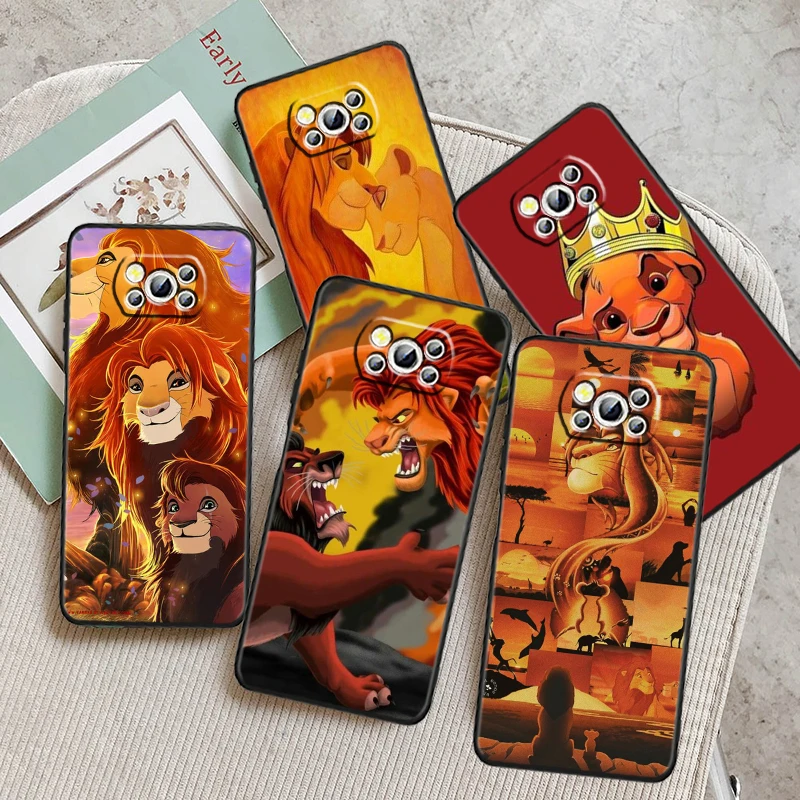 The Lion King Disney Per Xiaomi Mi Poco F5 F4 F3 F2 X5 X4 X3 M6 M5 M5S M4 M3 C40 Pro Gt Nfc 5G Custodia Nera Per Telefono