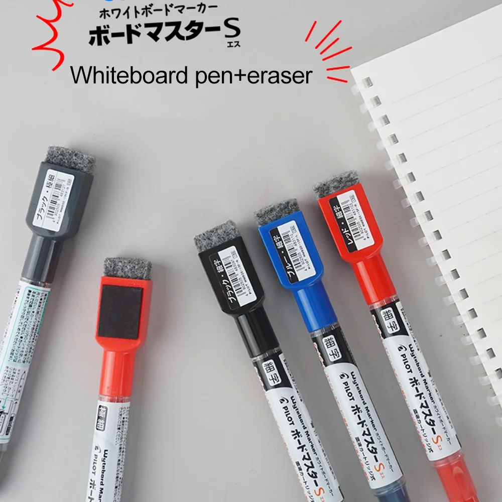 3pcs PILOT Whiteboard Markers with Eraser for Children's Drawing Board Magnetic 0.8/1.3mm Fine WBMK-M Japanese Stationery