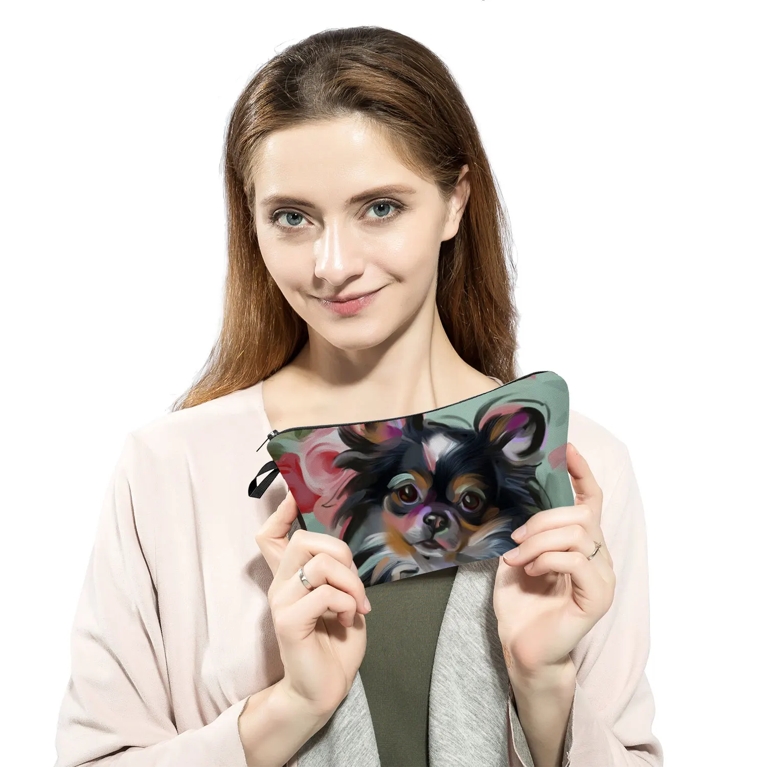 Chihuahua Pattern Size Women Simple Cosmetic Bags Cartoon Dog Printed Makeup Bag Zipper Toiletry Bags Outdoor Portable Practical 3
